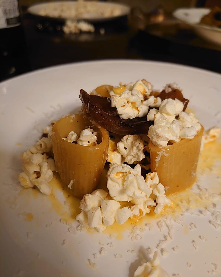 Carbonara rivisitata con pop corn